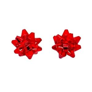 Red Bow Stud Earrings